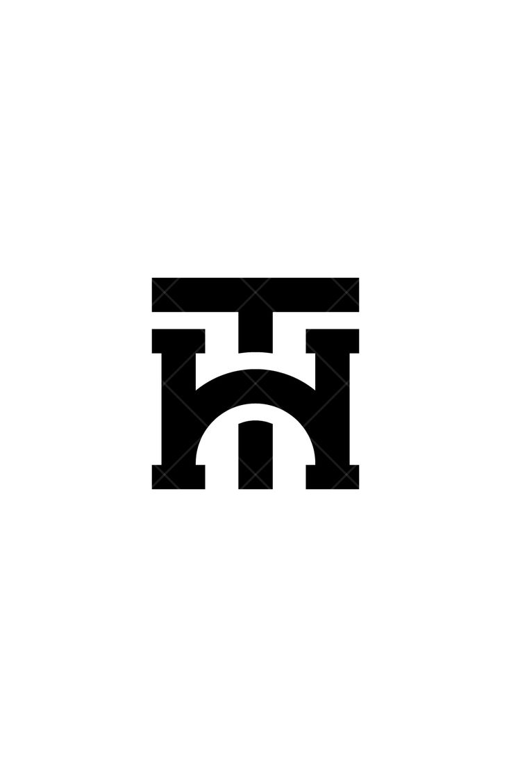 a black and white logo with the letter h