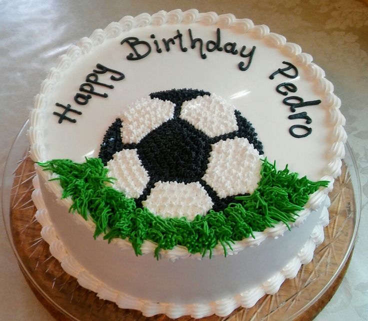 a birthday cake with a soccer ball on it