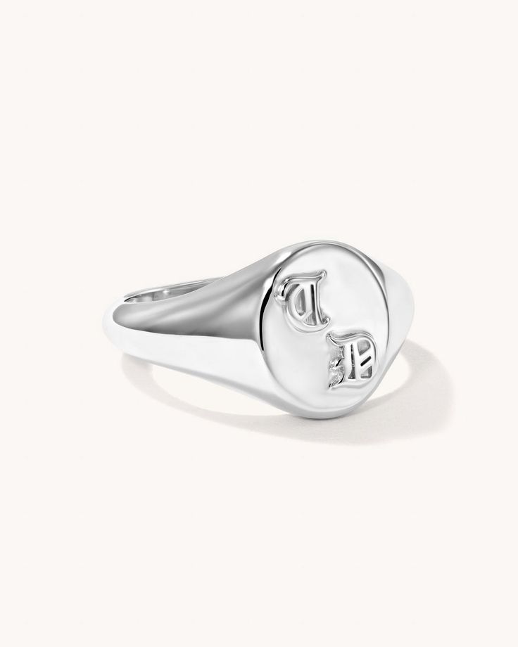 Sometimes it takes two: Introducing our 2 Initials signet ring in beautiful Blackletter lettering, perfect as a gift for yourself or your loved ones. Available in 925 sterling silver, 18k yellow gold plated, 14k solid yellow gold, and 14k solid white gold.2 Initials Length: 12.7mm Width: 10.16mm Thickness: 3mmItem Capitalization: UPPER CASE It Takes Two, Solid Yellow, Signet Ring, 18k Rose Gold, Rose Gold Plates, Types Of Metal, Jewelry Box, Initials, 18k Gold