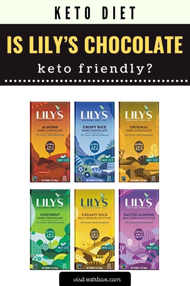 an advertisement for lily's chocolate, which includes four different types of chocolates