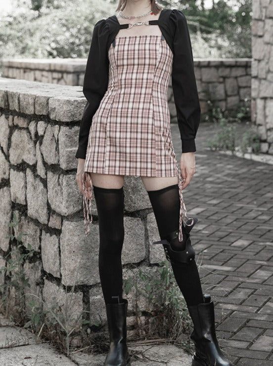 ❤︎ Dark Simple Belt Cardigan Shall❤�︎ Plaid Long Sleeve Cardigan For Spring, Spring Plaid Long Sleeve Cardigan, Fitted Plaid Cardigan For Fall, Dark Mori Kei, Simple Belt, Cardigan Shawl, Dark Mori, Mori Fashion, Mori Kei