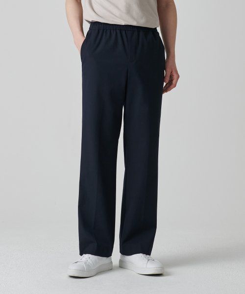 Aplaze Wide Banding Slacks Pants Navy Unisex - APLAZE Relaxed Fit Pull-on Solid Pants, Navy Wide-leg Relaxed Fit Pants, Navy Wide-leg Pants With Elastic Waistband, Navy Casual 4-way Stretch Bottoms, Black Relaxed Fit Pull-on Pants, Slacks Pants, Slack Pants, Navy, Pants