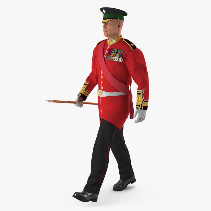 a man in uniform is walking with a cane