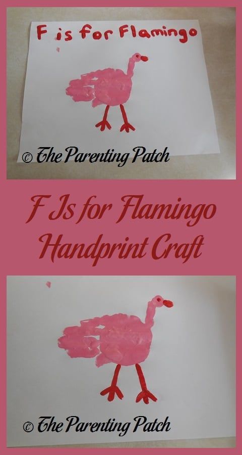 F Is for Flamingo Handprint Craft F Projects For Preschool, F Letter Craft Preschool, Letter A Art For Toddlers Craft Ideas, Letter F Handprint, Preschool Letter F Activities, Letter F Crafts For Preschool, F Is For Craft, Letter F Activities For Toddlers, Letter F Crafts For Toddlers