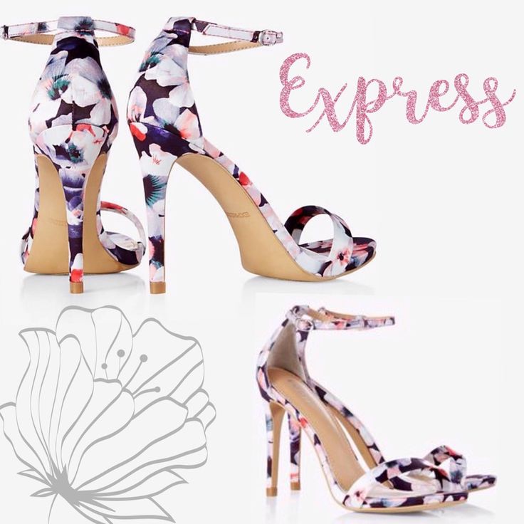 Satin Floral Print Ankle Strap Sandals.. 4.5" Heel Height. White High Heel Sandals With Floral Print, White Ankle Strap Heels With Floral Print, White Floral Print High Heel Sandals, White Floral Print Party Heels, Ankle Strap Sandals, Strap Sandals, Christian Louboutin Pumps, Women's Shoes Sandals, Ankle Strap