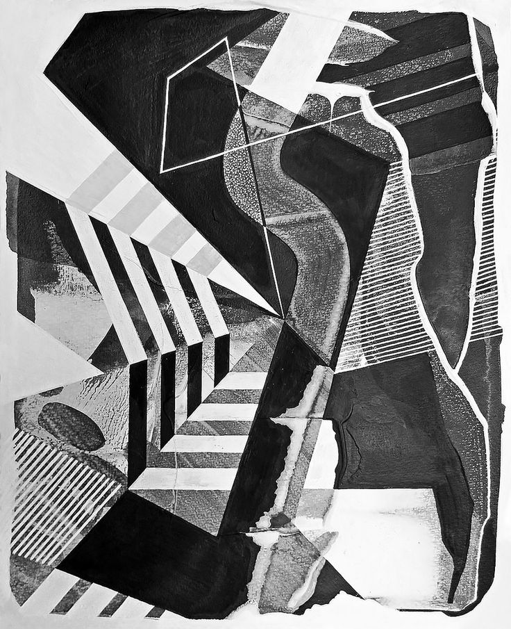 black and white abstract painting with lines