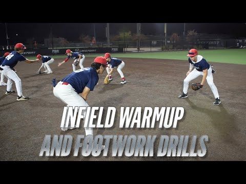 the baseball team is warming up before their game in this ad for inteled warmup and footwork drills