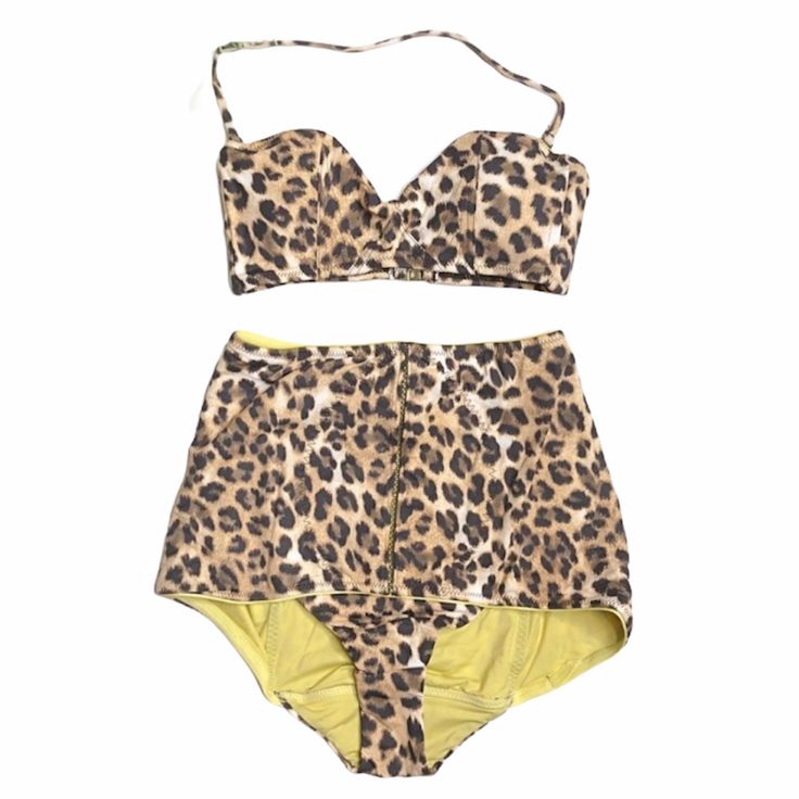 Brand New With Tags Tiger Lily Cheetah Print 2 Piece Bikini Set With High Waisted Bottoms And Padded Top. Size 2. Top Is Approximately 10.5" Across Waist Is Approximately 10" Across From A Smoke Free Home. High Waisted Bottoms, Padded Top, Tiger Lily, Cheetah Print, Tan Brown, Womens Swim, Size 2, Lily, Swimming