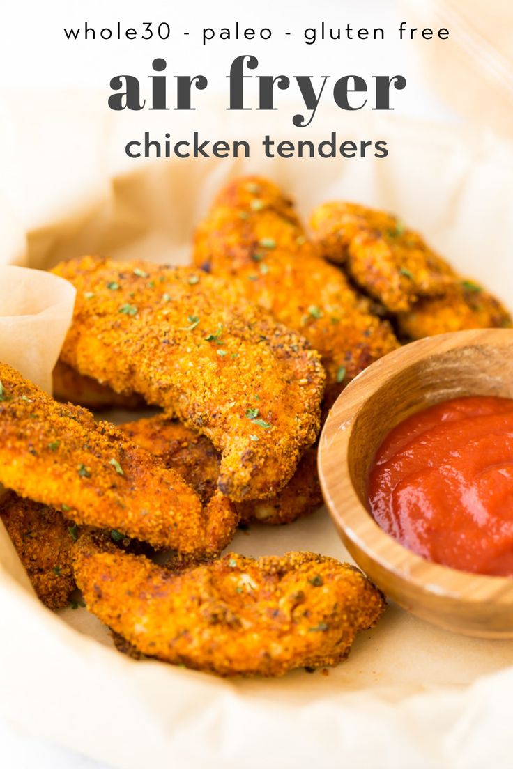 fried chicken tenders with ketchup on the side