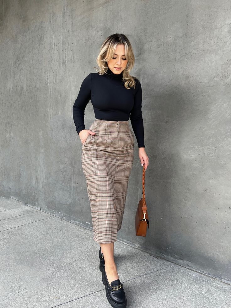 Perfect Study Brown Plaid … curated on LTK Brown Plaid Skirt Outfit, Midi Skirt Fall Outfit, Holiday Outfits Thanksgiving, Midi Skirt Fall, Midi Outfits, Plaid Skirt Outfit, Loafers Outfit, Skirt Outfits Fall, Thanksgiving Outfit