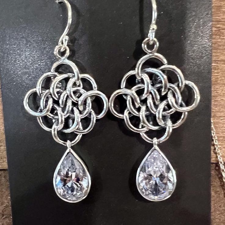 Gorgeous .925 Sterling Silver Earrings Chain Maille Jewelry Patterns, Chain Maille Patterns Earrings, Chainmail Patterns Earrings, Chain Mail Earrings, Chainmaille Jewelry Patterns, Purple Heart Earrings, Chainmail Earrings, Jewelry Earings, Chainmaille Earrings