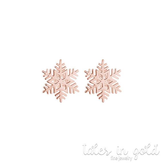 FREE SHIPPING, Gold Snowflake Earrings, Christmas Studs, 14K Gold Earrings, White Gold, Gold Holiday Earrings, Gold Christmas Gift For Her, Snowflake Studs   ★★★★★★★★★★★★★★★★★★★★★★★★★★★★★★★★★★   White gold Christmas with sparkling snowflakes! Magic is all around. Thats no ordinary snow. Its warm and loving. A unique feeling to make you smile each and every day!   --Fairy Goldmother   ★★★★★★★★★★★★★★★★★★★★★★★★★★★★★★★★★★    Available in three colors of gold.   -----------------------------------... Gold Earrings As Winter Gift, Elegant Gold Earrings For Winter, Gold Earrings For Holiday Season, Gold Earrings For Winter Holiday, Gold Snowflake Jewelry For Party, Snowflake Earrings For Winter Gift, Yellow Gold Snowflake Jewelry For Gift, Winter Snowflake Earrings For Gifts, Elegant Gold Snowflake Jewelry