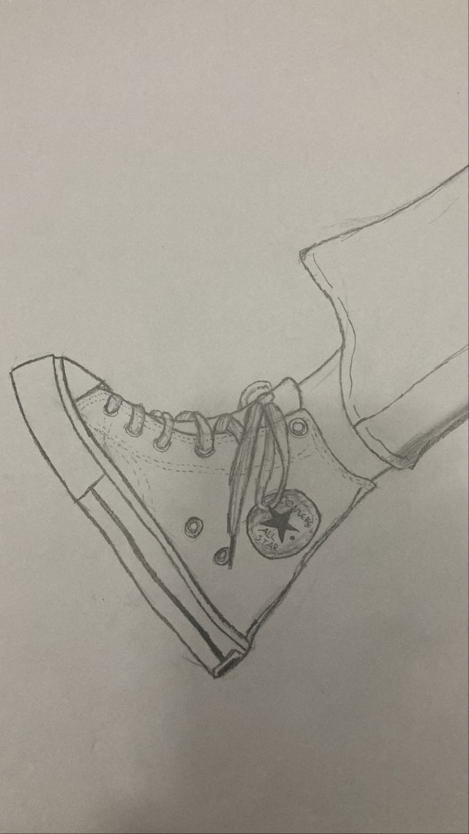 a drawing of a pair of converse shoes