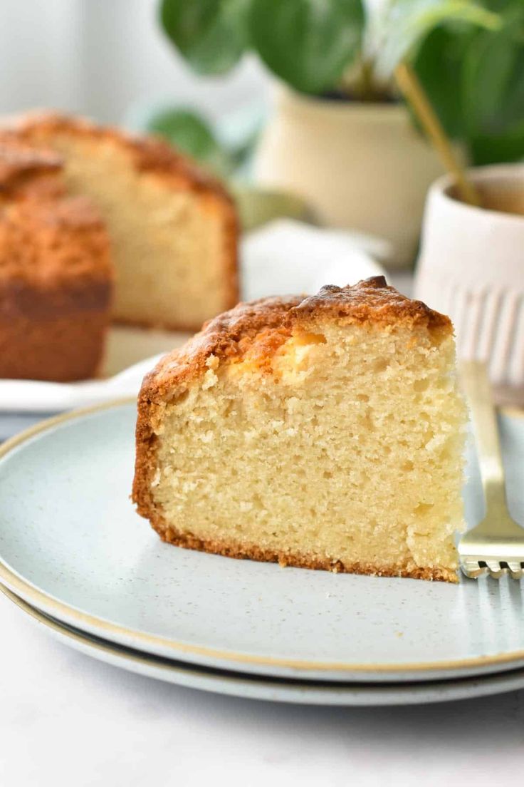 a piece of cake on a plate with a fork