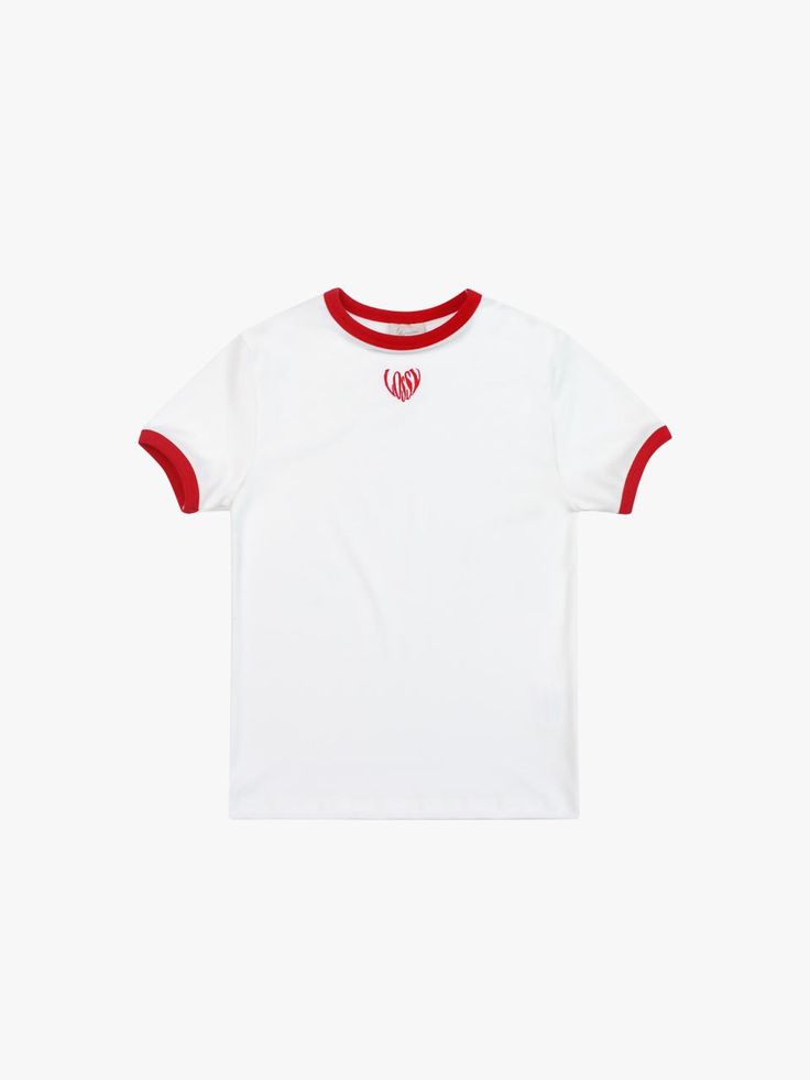 This is a trendy and casual top by LOSSYROW that is made out of high quality and sturdy material. With distinctive mood of the design and comfortable wear, you can style it for your casual daily outfit.- Color point on the sleeve and neckline- Symbol logo embroidery on the chest- Light and cool touch of fabric Casual Red T-shirt For Everyday, Red Graphic Tee For Everyday Wear, Red Graphic Tee For Everyday, Trendy Red Tops With Screen Print, Everyday Graphic Tee In Red, Trendy Crew Neck Top With Screen Print, Trendy Red Crew Neck Top, Red Crew Neck Trendy Tops, Trendy Red Tops For Everyday Wear