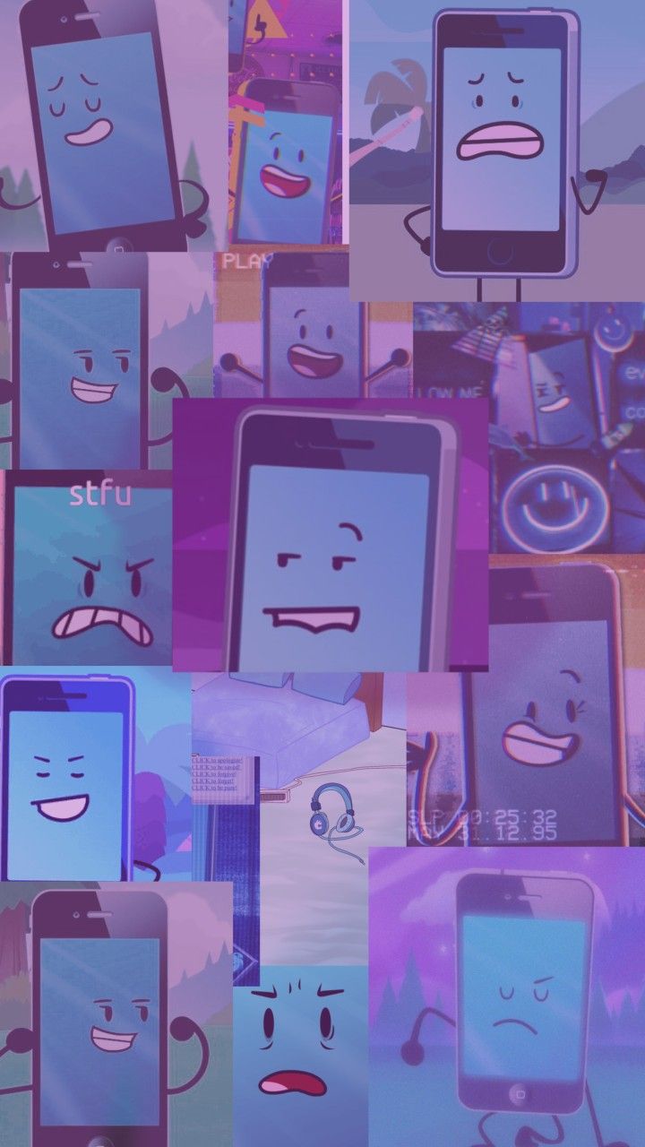 many different cell phones with faces and expressions on them, all showing different emotionss