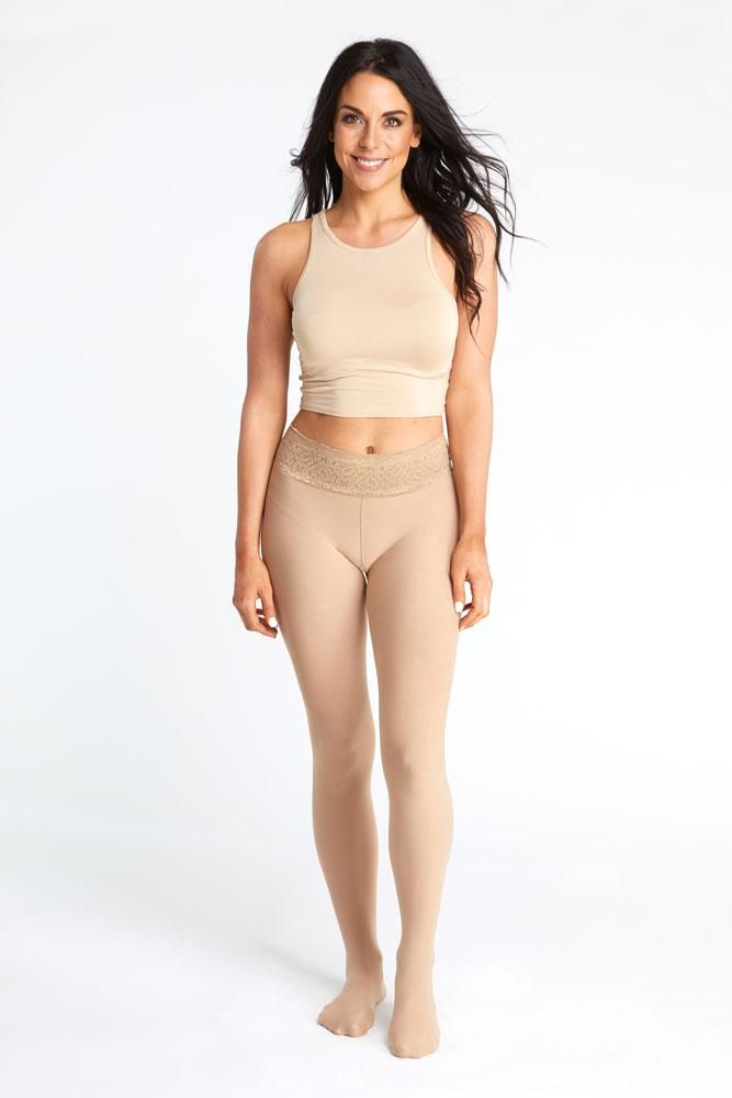 Nude Opaque Tights That Are Comfortable And Durable The most requested new opaque tights color by customers. Get on those dancing shoes! These thick opaque tights feature our game-changing comfort lace top while delivering you durability as a cozily perfect warm layer under clothing or for dancing and performing. Claps and cheers! Opaque – 97 denier Footed Hipster mid to low-rise fit on most bodies Stretchy lace top fits around your shape without rolling or squeezing No sagging thanks to the sil Nude Tights, Black Opaque Tights, Thick Tights, Tan Pantyhose, Footless Tights, Black Pantyhose, Opaque Tights, Pretty Lingerie, Comfortable Tops