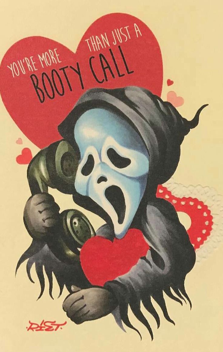 And that’s saying somethin’ Valentines Day Cartoons, Funny Horror, Vintage Valentine Cards, Horror Movie Art, Valentines Wallpaper, Valentines Art, My Funny Valentine, Ghost Faces, Vintage Horror