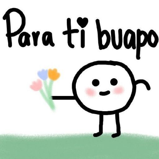 a cartoon character holding flowers with the words para it buapo written in spanish