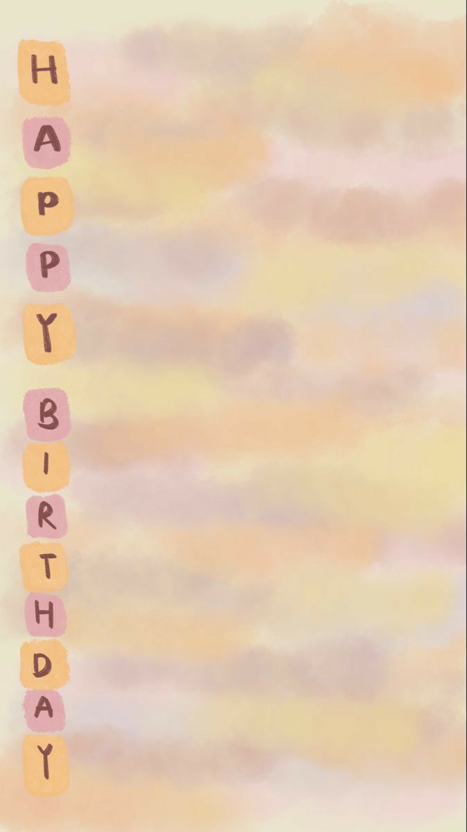 the words happy birthday spelled with sticky notes in front of an abstract sky and clouds background