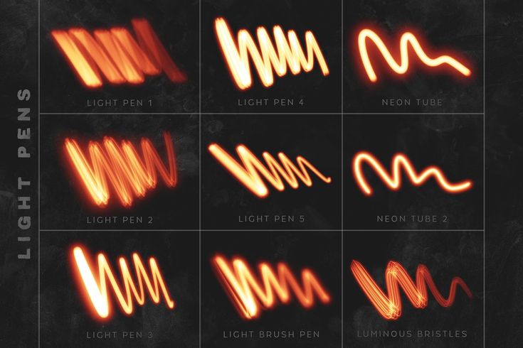 the different types of sound waves are shown in red and orange lights on black background