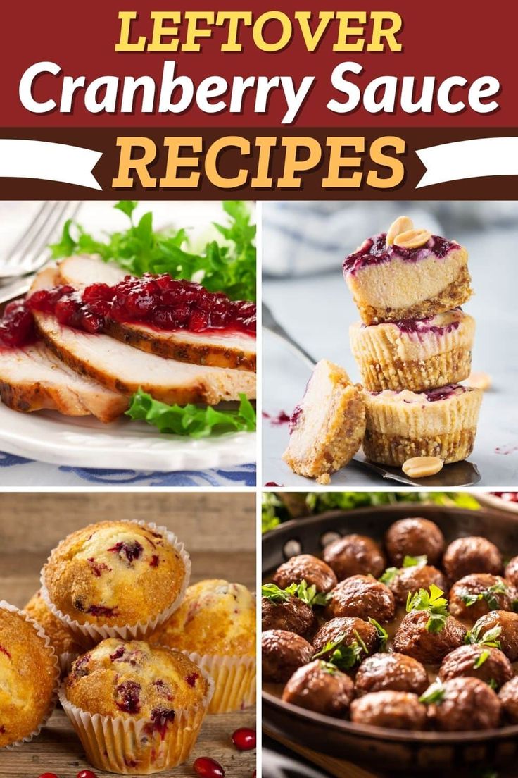 cranberry sauce recipe collage with images including meats and muffins