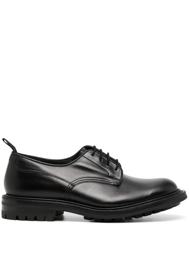 black leather panelled design almond toe front lace-up fastening ridged rubber sole Derby Shoes, Loafer Shoes, Lace Front, Calf Leather, Black Shoes, Derby, Designer Shoes, Loafers, Black Leather