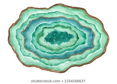 an abstract piece of art with green and blue colors on the top, in front of a white background