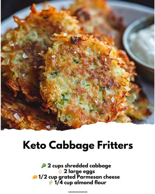 the keto cabbage fritters are served on a plate