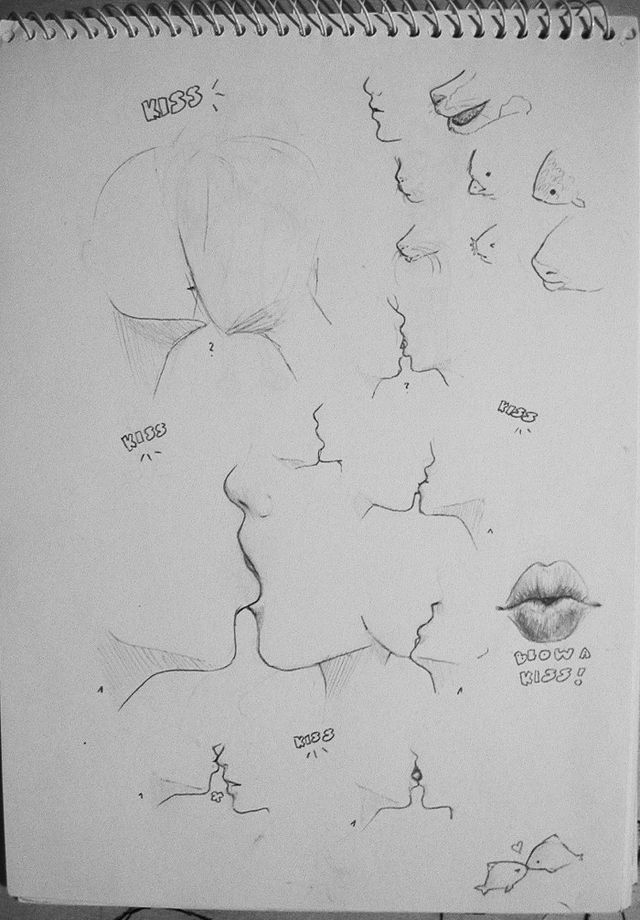 a drawing of different types of lips and hats on a piece of paper with writing underneath it