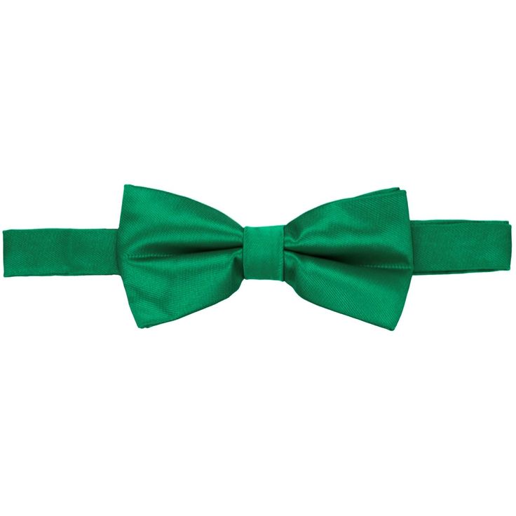 Meet our crowd-pleaser, the kelly green bow tie—our most popular green shade! It's a near-perfect match for so many school, company and holiday colors, making it a great choice for group and uniform wear. But hey, individual style enthusiasts, this one's for you too! For head to toe style, don't miss the matching pocket square and socks (available separately). This is a pre-tied bow tie, so it's going to look great every time. It features an easy-to-use adjustable band collar that fits most men. Classic Green Bow Tie For Formal Occasions, Classic Green Bow For Formal Occasions, Classic Green Bow With Bow Tie Back, Classic Green Bow, Green Fitted Bow Tie Back Ties, Classic Green Tie With Satin Bow, Classic Green Bow Tie For Party, Classic Green Bow For Party, Green Satin Bow Tie For Formal Occasions