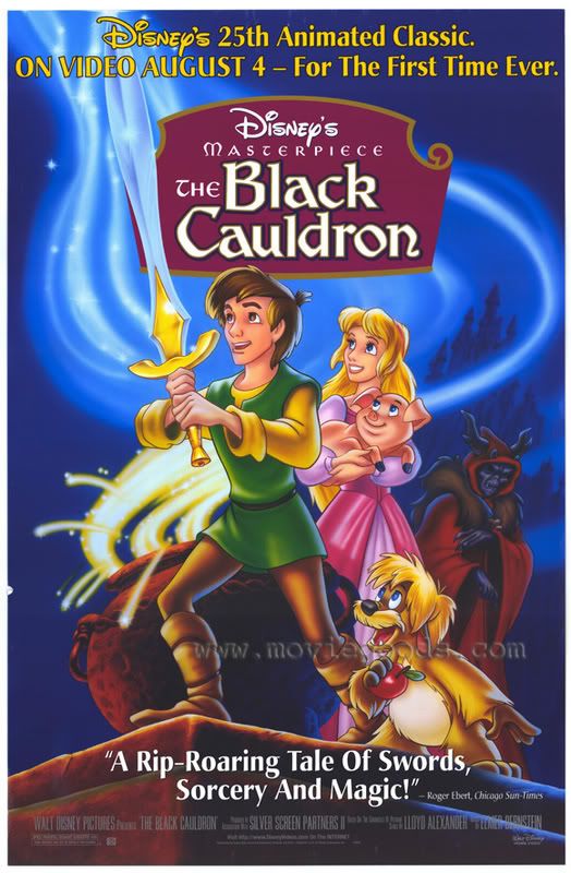 the adventures of black cauldron poster for disney's animated film, which was released in 1994