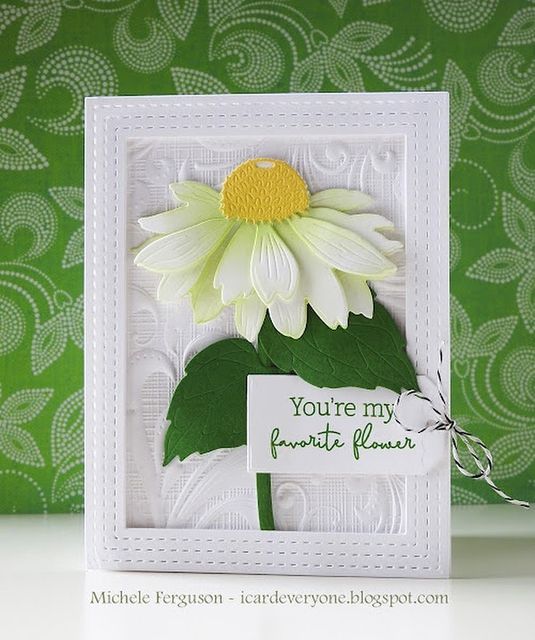 a card with a white and yellow flower on it's side, saying you're my favorite flower