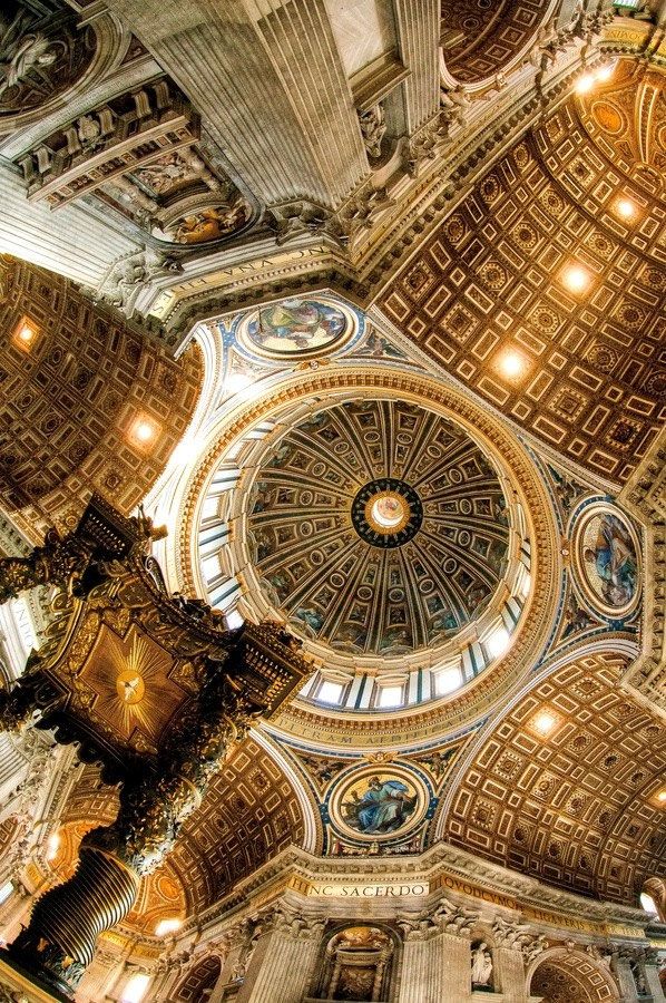 looking up at the ceiling in an ornate building