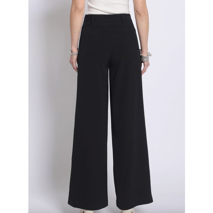 Super chic black wide leg pants with tie waist detail. Excellent quality material. Runs true to size. Model is wearing size small. Versatile Wide Leg Pants For Business Casual, Versatile Wide Leg Business Casual Pants, Versatile Business Casual Wide Leg Pants, Black High Waist Wide Leg Pants For Work, Chic Wide-leg Culottes For Night Out, Chic Wide Leg Dress Pants For Business Casual, Chic Full Length Culottes For Formal Occasions, High Waist Black Wide Leg Pants For Office, Chic Wide Leg Workwear Pants