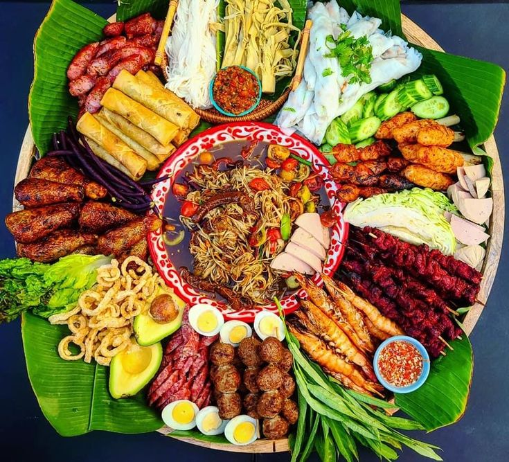 a platter filled with different types of food