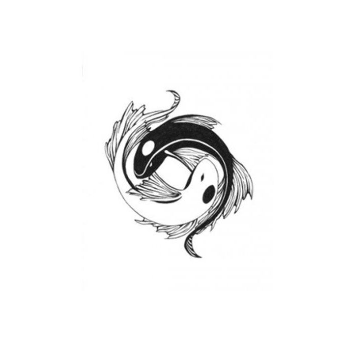 a black and white drawing of a fish with long hair in the shape of a circle