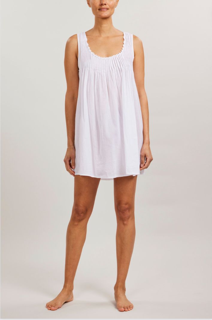 Sleeveless Pintuck Nightie - White