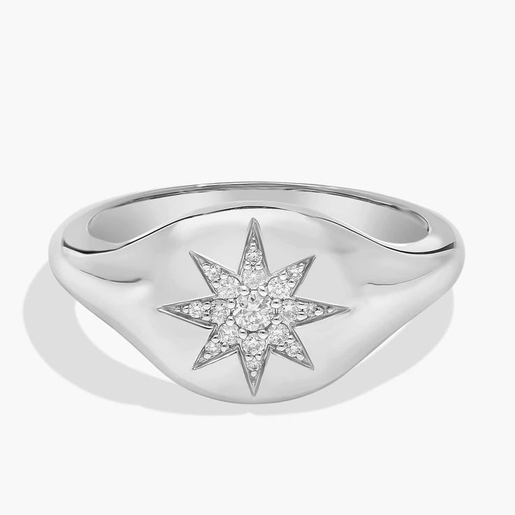 Handcrafted in 14k Rose gold, this elegant ring features a star of diamonds for a dreamy effect. Dreamy Effect, Diamond Fashion Rings, Diamond Star, Blue Nile, Elegant Ring, Signet Ring, Fashion Rings, Jewelry Rings, Diamonds