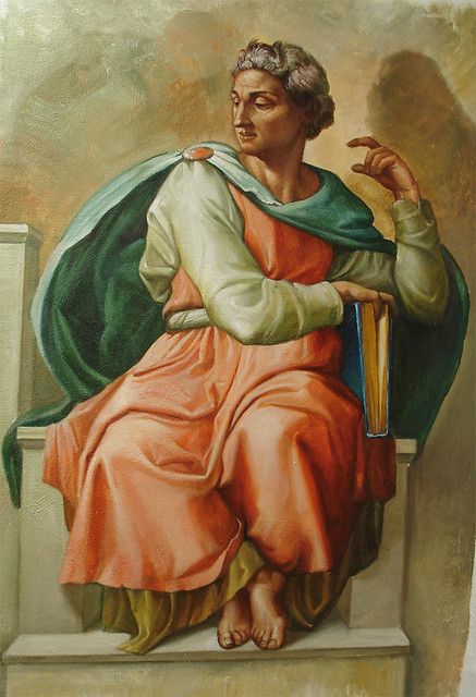 a painting of a man sitting on top of a chair