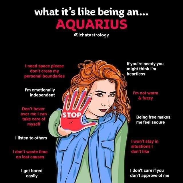 a woman holding her hand up to her face with the words aquarius on it