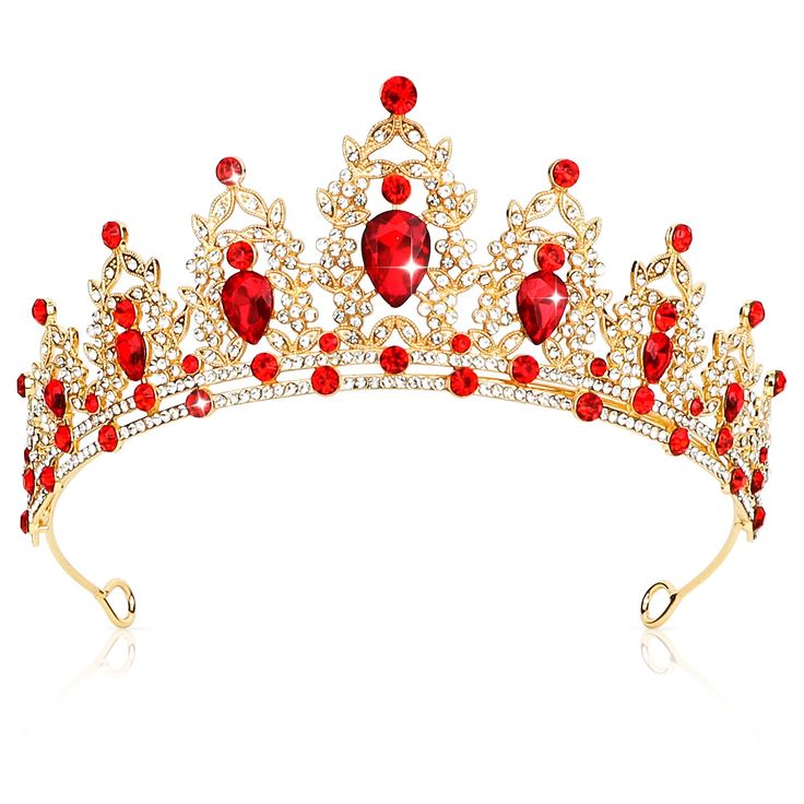 PRICES MAY VARY. Classic Design - It is a dazzling and beautiful crown for women girls. With the shiny, attractive, beautiful rhinestones paved on the crown, your feeling like a princess or a queen when wearing it. Make the most stunning at any occasions decorated for the special women and girls.This crown is lucky and beautiful, just to meet the perfect you. Material - The shiny red crown is made of alloy, rhinestone and crystal. It is a shiny, charming handmade product, suitable for women and Wedding Tiara Headband, Crystal Crown Tiaras, Crown Queen, Prom Hair Accessories, Princess Decorations, Fairytale Princess, Crown For Women, Party Hair Accessories, Bride Headband