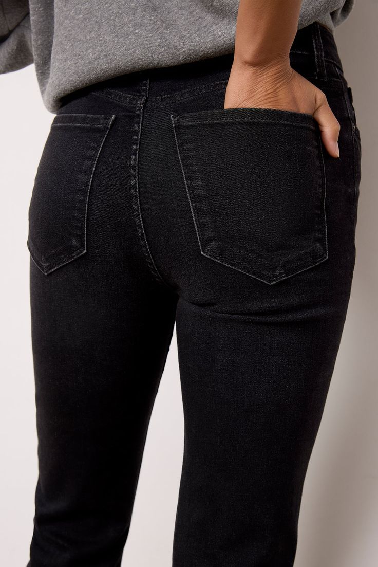 Cuffed hems define these versatile straight leg jeans by EVEREVE, featuring a black wash, zipper fly closure, and soft stretch denim fabric. Dress them up or down with the switch of a shoe. | EVEREVE Women's Ever Straight w Cuff Jeans, Size 30, Black Classic Black Mid-rise Flare Jeans, Classic Black Cropped Denim Jeans, Classic Black Mid-rise Cropped Jeans, Classic Black Cropped Jeans, Black Cropped Jeans For Fall With Straight Hem, Classic Black Straight Flare Jeans, Black Cropped Jeans With Straight Hem For Fall, Classic Black Flare Jeans For Spring, Black Flare Jeans For Everyday Fall Wear