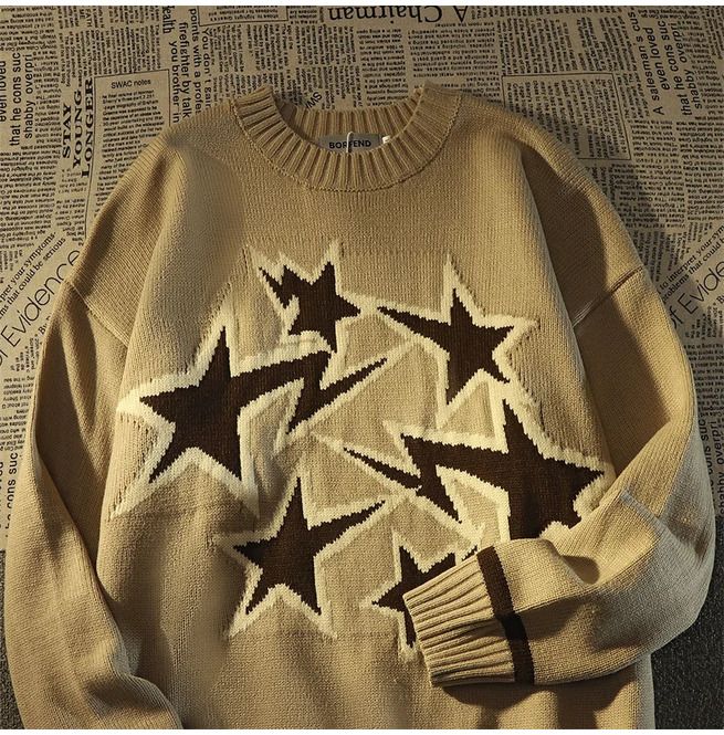 Buy star sweater knit sweaters online with fast delivery and fast shipping. mens knitted star sweater, perfect for everyday wear. find star sweater clothes with high quality at rebelsmarket. also shop for pullovers at best prices on rebelsmarket! Winter Crew Neck Sweatshirt With Star Print, Winter Star Print Crew Neck Sweatshirt, Winter Long Sleeve Star Print Sweater, Winter Star Print Long Sleeve Sweater, Knit Sweater With Star Print Long Sleeve, Long Sleeve Star Print Winter Sweater, 2023 Board, Knitted Jacket, Retro Sweater