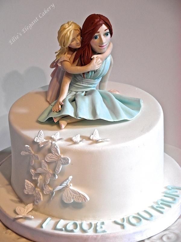 Mother and daughter x <3   - Cake by Ellie @ Ellie's Elegant Cakery Cute Cake Ideas For Moms Birthday, Mom And Daughter Cake Ideas, Birthday Cake For Mom Mothers Elegant, Cake For Daughter Birthday, Mother Daughter Cake Design, Mom Theme Cake, Cake Ideas For Moms Birthday, Mom Birthday Cake Ideas Mothers, Cake Designs For Mom Birthday