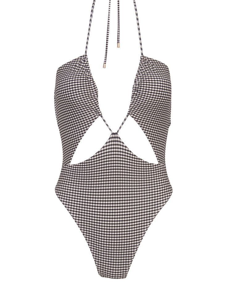 Sophisticated, sensual, and stylish all in a one piece suit. This halter one piece with center 

cut-outs has adjustable straps and removable padding. Available in Brazilian coverage.
 Size: S, M, L Elegant Backless Cutout Swimwear, Elegant Cutout Backless Swimwear, Elegant Halter Neck Swimwear With Cutout, Elegant Halter Neck Cutout Swimwear, Elegant Sleeveless Cutout Swimwear, Elegant Cutout Sleeveless Swimwear, Chic Bodysuit With Adjustable Straps For Beach, Chic Tie Back Halter Top For Swimming, Chic Bodysuit With Adjustable Straps For Vacation