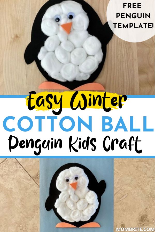 this is an easy and fun penguin craft for kids to make with cotton ball penguins