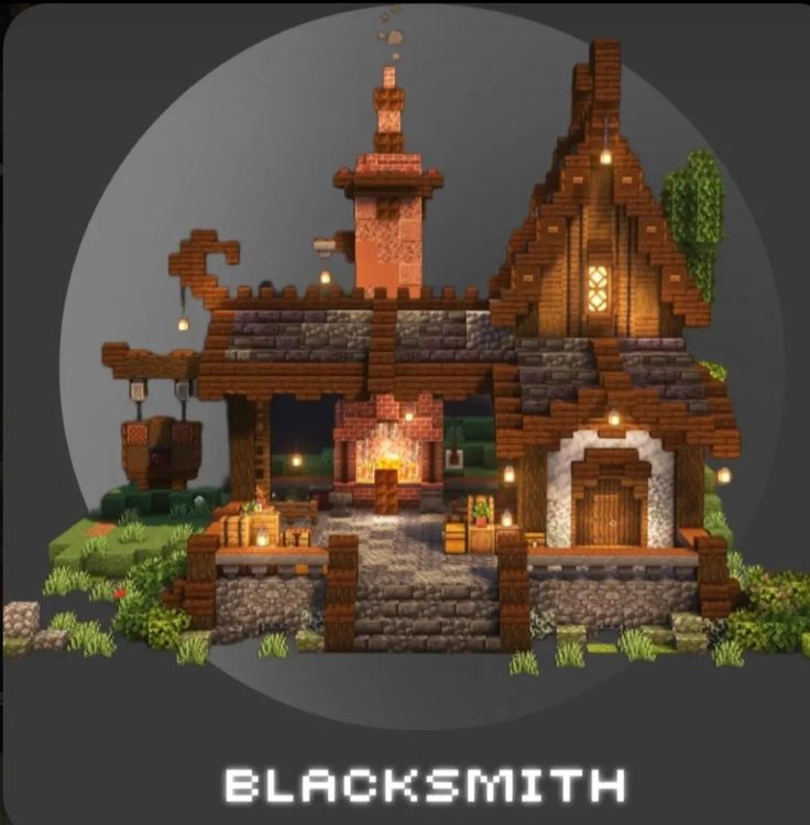 Cute Minecraft Fantasy House, Cool Minecraft Survival Builds, Minecraft Fantasy Blacksmith, Minecraft Elf House Ideas, Minecraft Villager Building Ideas, Cute Witchy Minecraft Builds, Ghibli Minecraft House, Minecraft Builds 1.20, Medevial Minecraft House