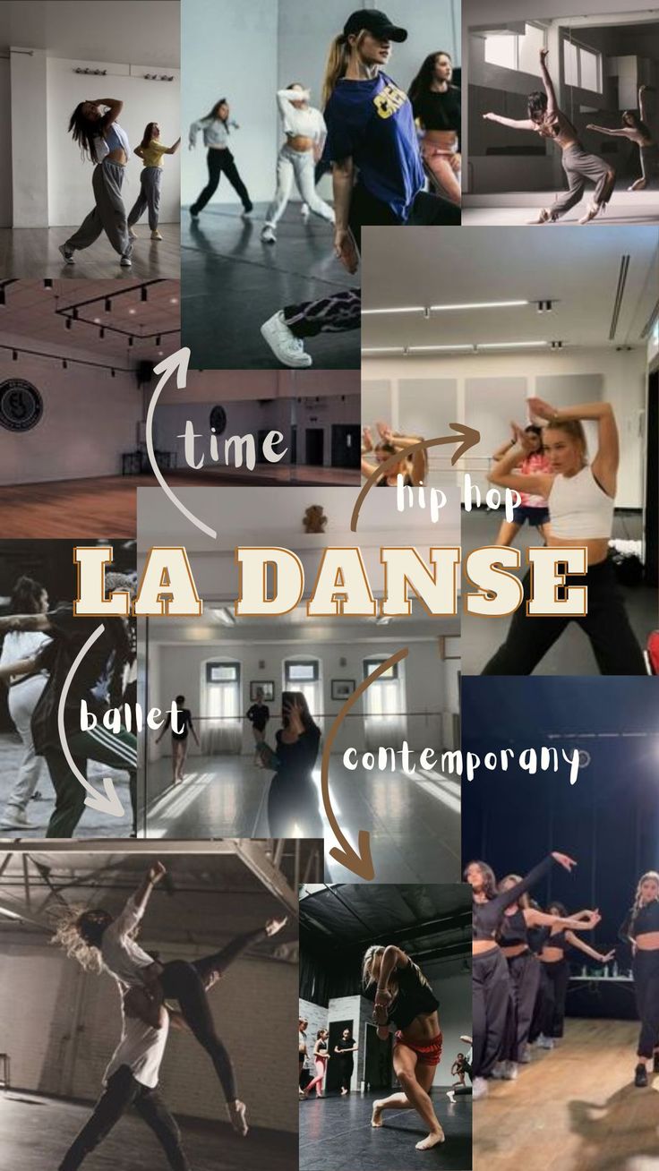 a collage of dance images with the words la danse written in different languages