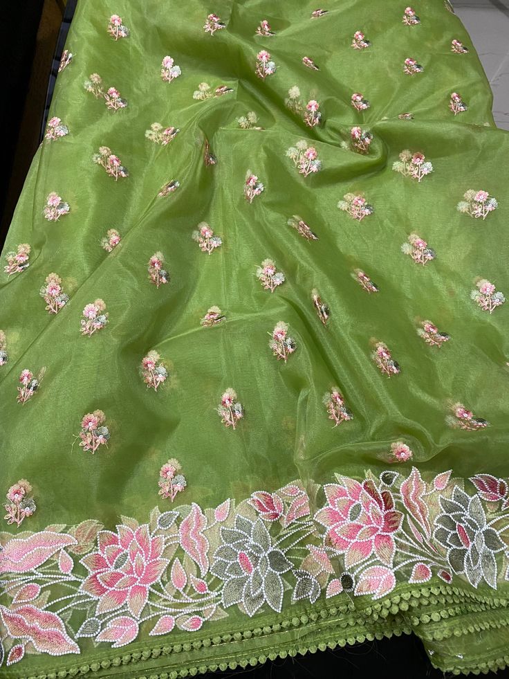 Pure organza saree with resham work all over  Fallpico is free of cost Organza Sari, Resham Work, Organza Saree, Saree Designs, Saree, Etsy Shop, Ships, India, Pure Products